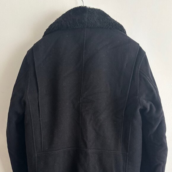 $1600 Belstaff Black Wool Trail Jacket / Pea Coat Shearling Collar - 38/ Medium - Picture 5 of 16